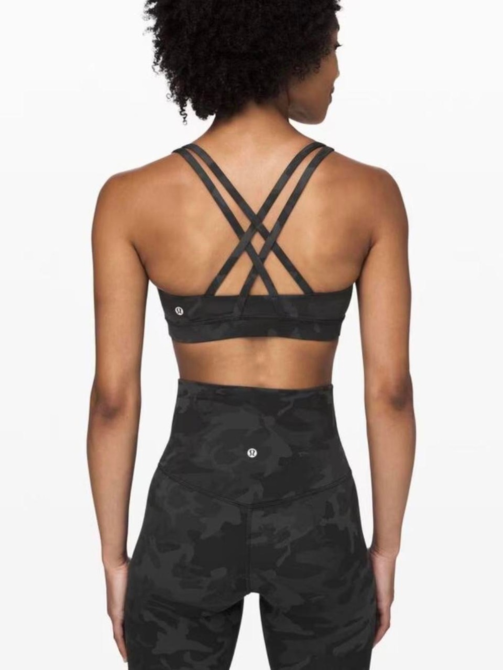 lululemon athletica Align Black Camo Strappy Back Sports Bra and Leggings